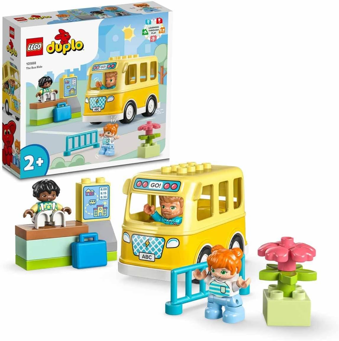 LEGO 10988 DUPLO The Bus Ride Set, Bus Toy for Building Social Skills, Motor Skills Toy with Vehicle and Figures, Educational Gift for Toddlers, Boys and Girls from 2 Years