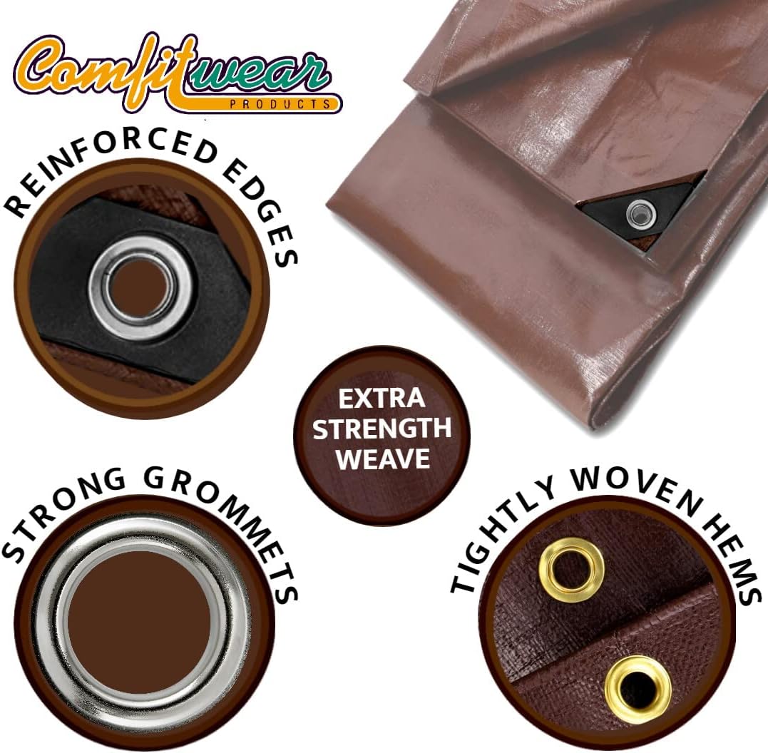 16 MIL Multi-Purpose Extra Heavy Duty Tarps - Car, Boat, Camping & General Purpose Waterproof Tarp Cover