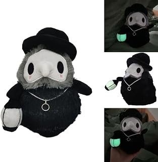 Plague Doctor Plush - 7.8" Handmade Holiday Plush Plague Beak Doctor Creative Luminous Squishable Plush Plague Doctor Doll for Party Prop Plushie Stuffed Doll Kids