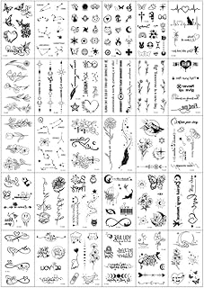 タトゥーシール 30枚セット 2週間で消える 入れ墨シール 蝶 花 薔薇 記号 ハート 刺青シール 防水 腕 足 体 胸 肩 背中に簡単貼る