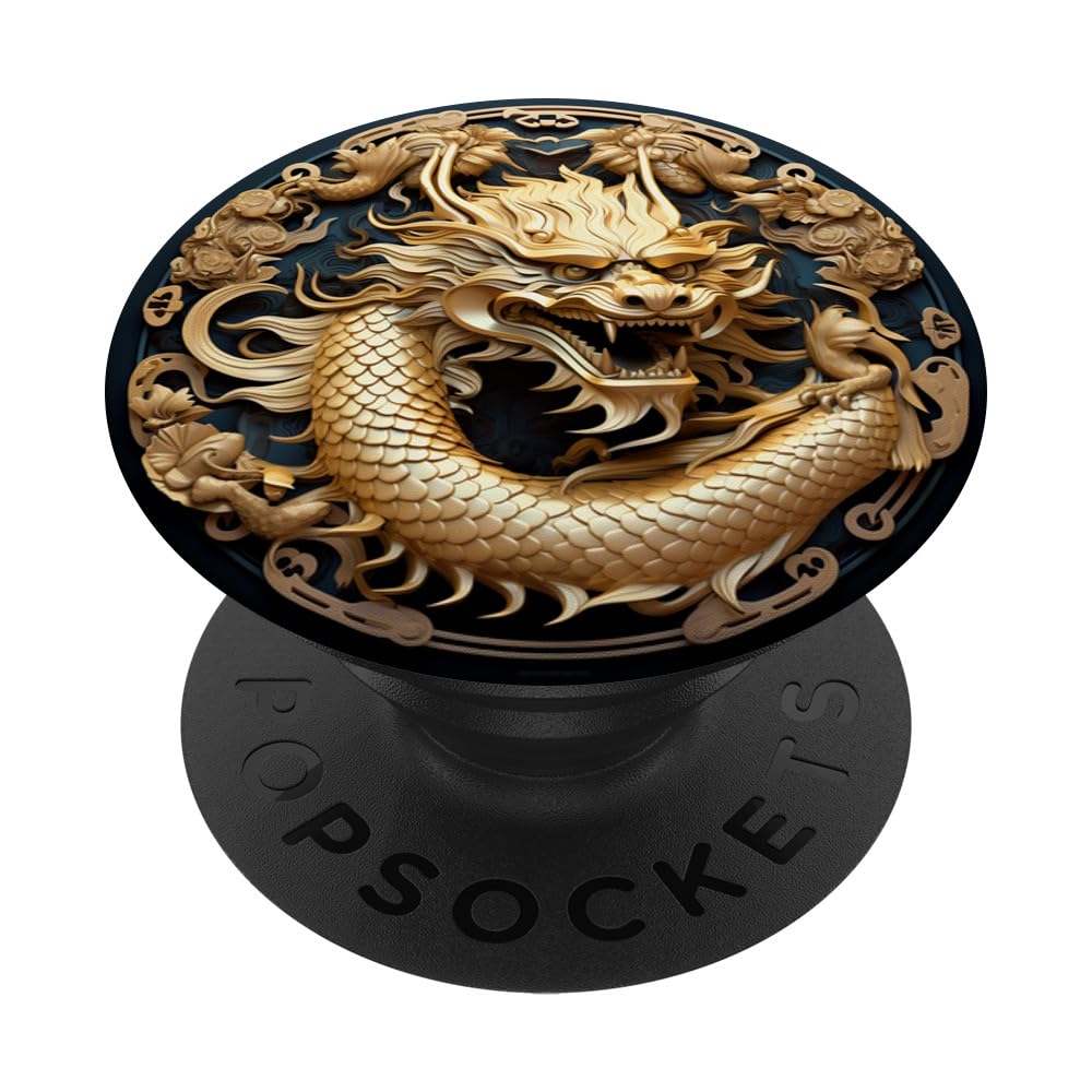 Chinese Dragon Gold Zodiac Sign PopSockets Adhesive PopGrip