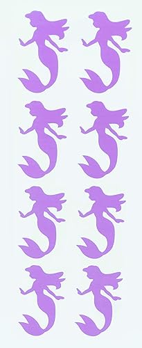 Miniatura 2 de Royal Green Calcomanías de decoración de sirena para niños, artes y manualidades en morado pastel, paquete de 40
