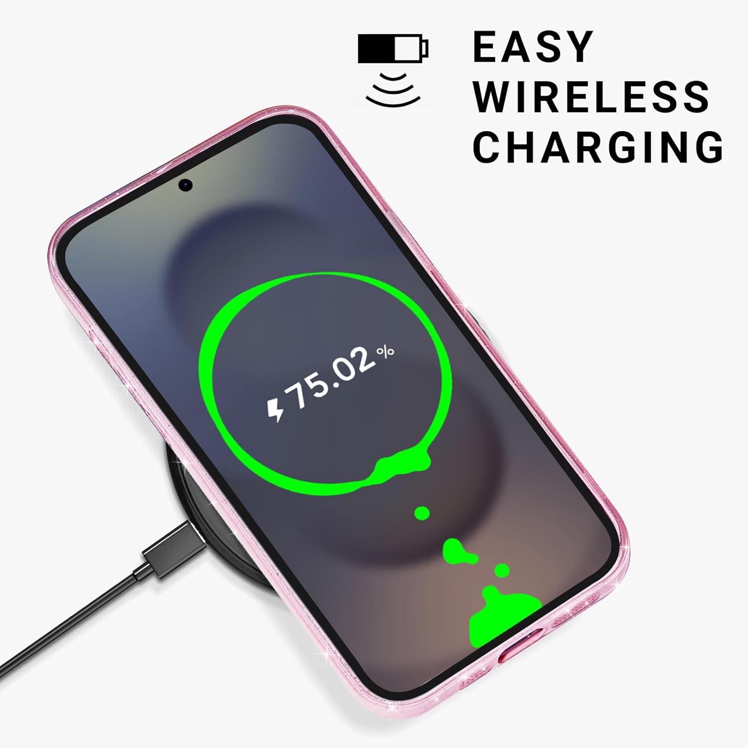 Glitter Case for Samsung Galaxy S25 Ultra Phone Case Magnetic Compatible with Magsafe Cute, Sparkle Bling Shiny Sparkly Girly Aesthetic Hard Glittery Mag Safe Cover for Women Girl, Light Pink - Image 7