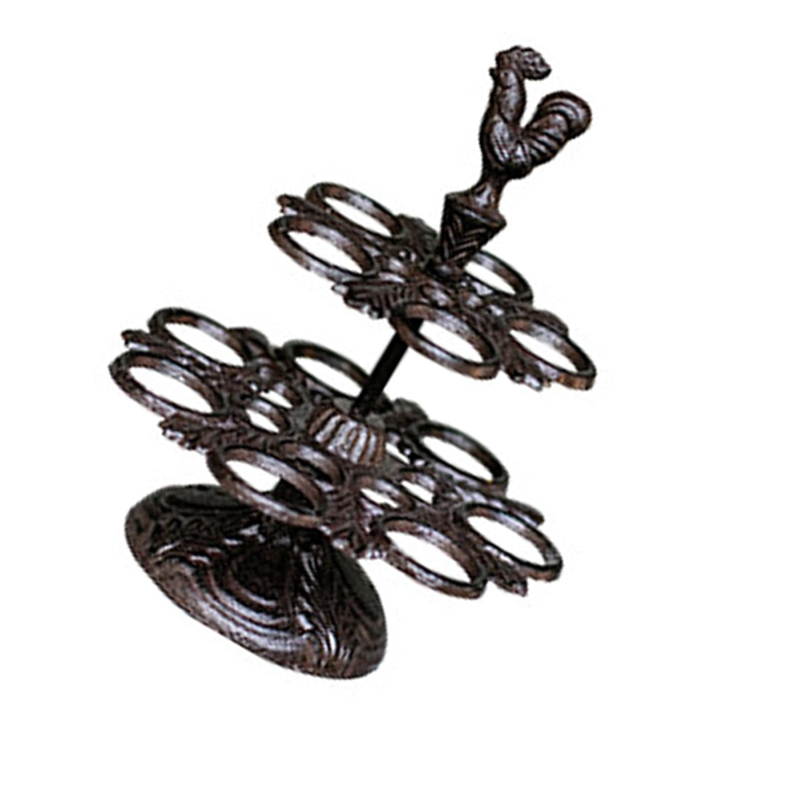 Easy Cleaning Surfaces Cast Iron Rooster Eggs Holder Retro Design Farmhouses Kitchens Counter Organizers Storage Rack Retro Rack