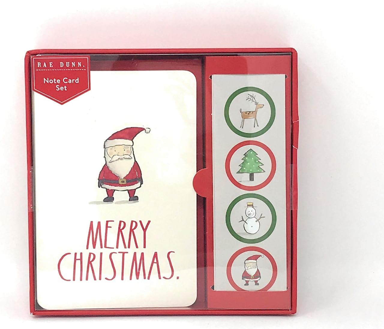 Rae Dunn Christmas Note Card Set 12 Count Includes Envelopes and Stickers Santa Merry Christmas