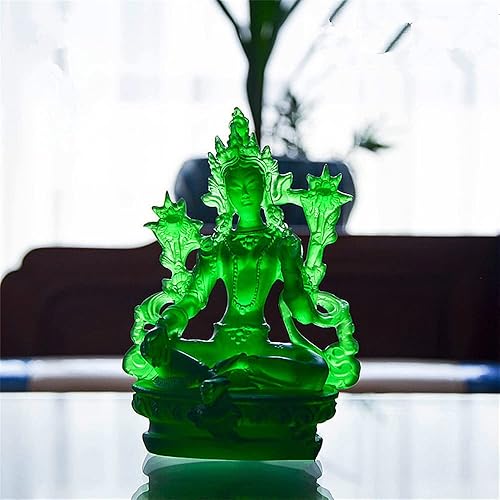 Miniatura 2 de 5.0 in Nueva mano pequeña verde Tara verde resina bolsillo budista tibetano estatua cajas