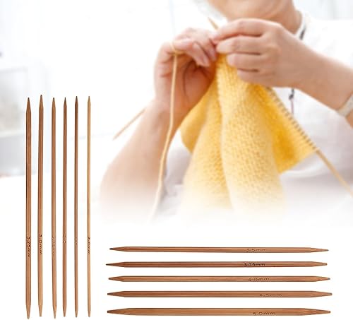 Miniatura 2 de CYTGOUPER Juego de agujas de tejer de doble punta, 55 agujas de tejer de bambú de doble punta, agujas de tejer de bambú para manualidades hechas a