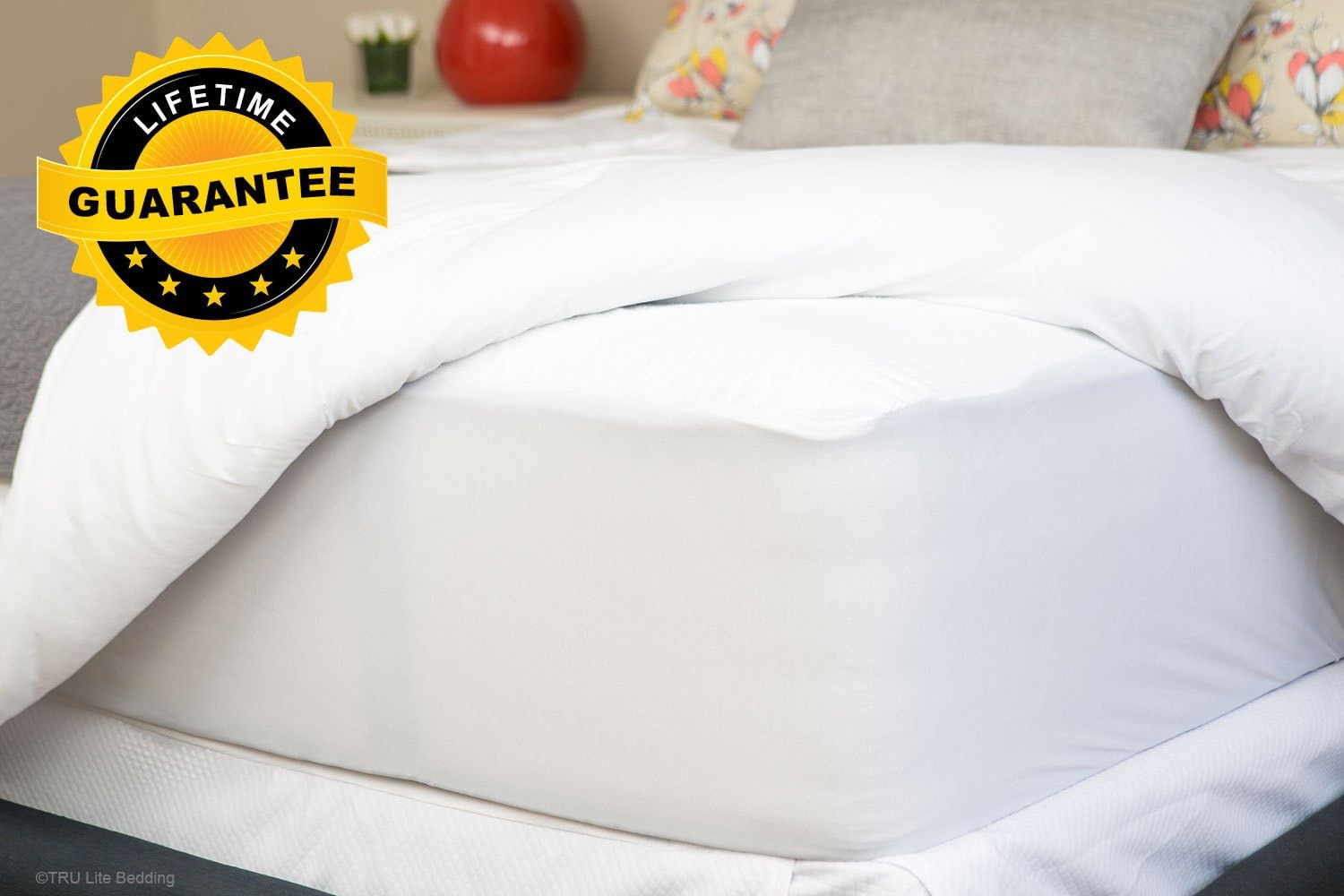 TRU Lite Bedding Twin XL Waterproof Mattress Protector - Safe & Clean Mattress Cover - Premium Cotton Terry Bed Protector - Protects from Dirt, Stains, Odors