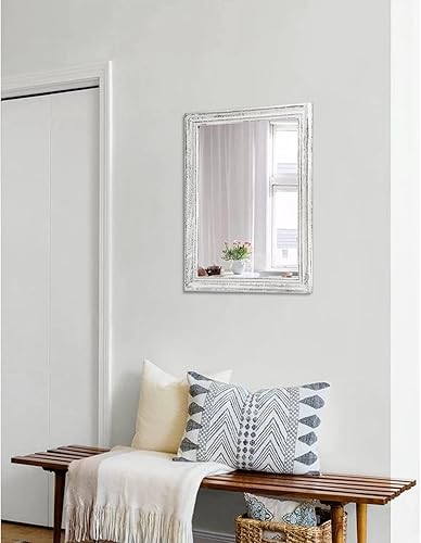 Miniatura 5 de MWAZZLL Espejo de pared de 20 x 16 pulgadas con marco de madera rústica espejos rectangulares para pared espejo colgante decorativo para baño