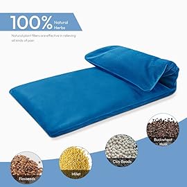 Microwavable Heating Pad with Washable Cover, 8 x 18 Microwave Heating Pad for Neck and Shoulders, Moist Heat Bean Bag Warm Compress for Knee, Joints, Wrist, Abdomen (Light Blue)