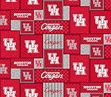 SYKEL ENTERPRISES University of Houston Cougars Red Fleece Blanket - Polyester Fabric with Patchwork Pattern - Sold by The Yard Patchwork Fleece Fabric