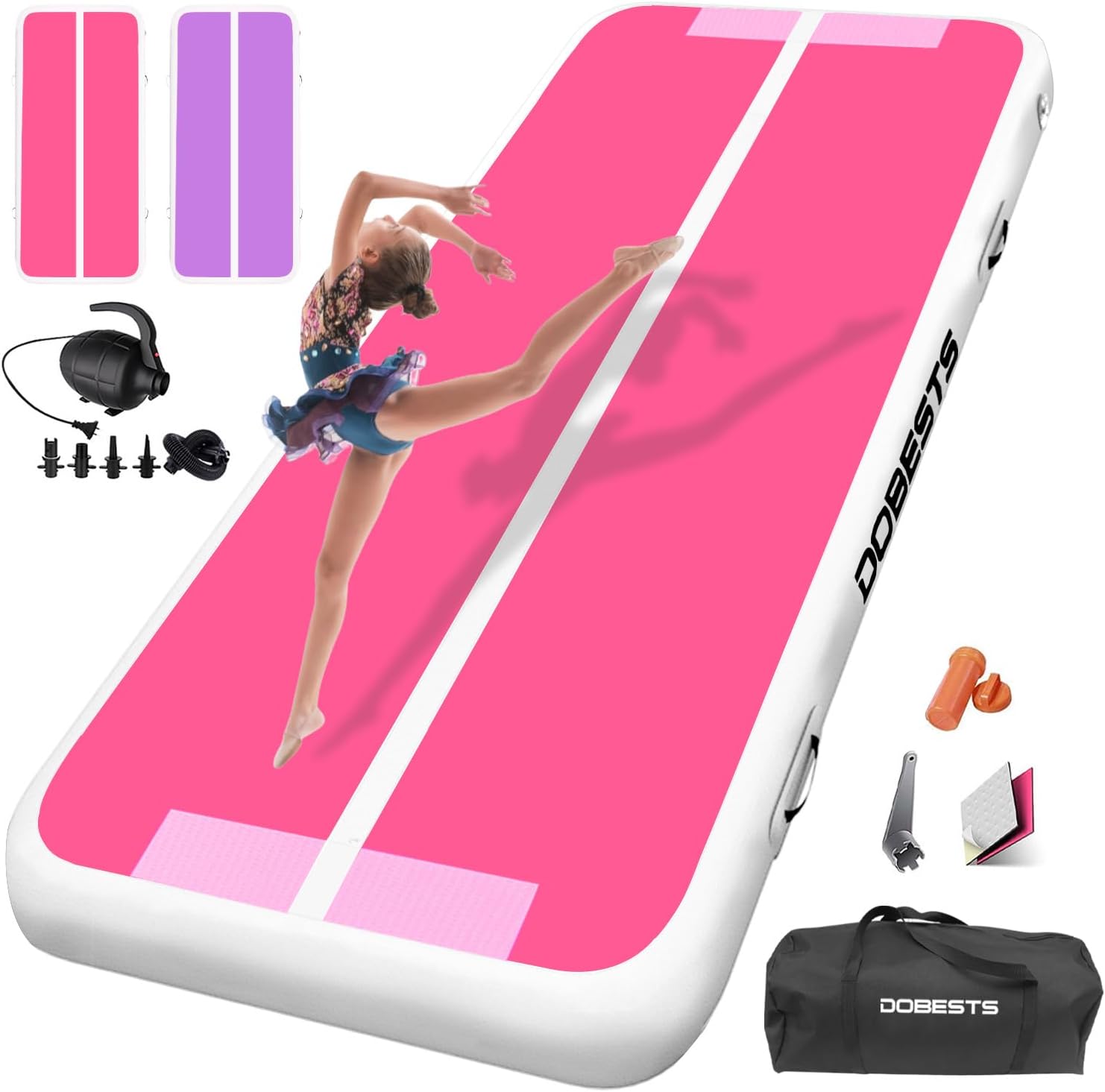 DOBESTS Air Track Colchoneta Gimnasia artistica 2/3/4/5/6m Hinchable 10/15/20cm gruesa, Colchoneta Deportiva con Bomba, tumbling gimnasia de Uso doméstico/Fitness/Yoga