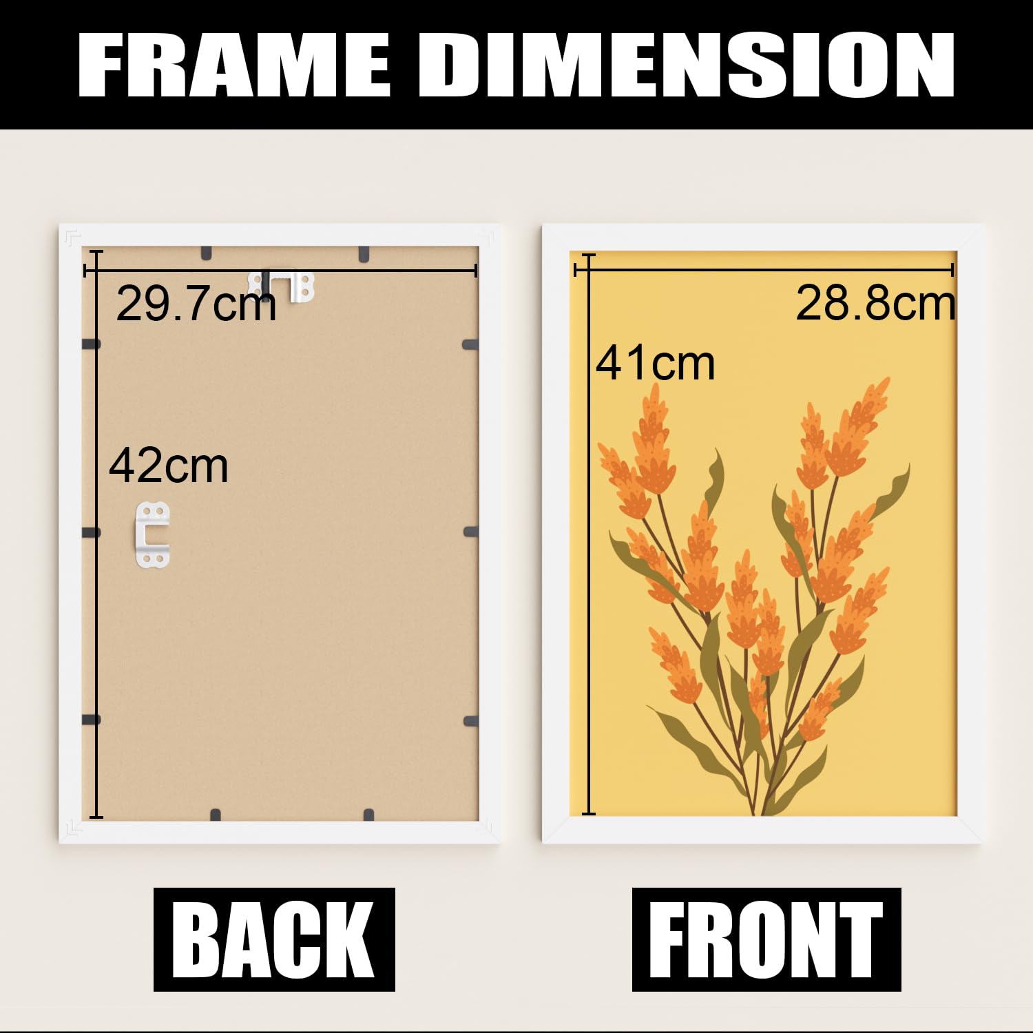 Hiyzaun A3 Picture Frame, Pack of 3 White Poster Frame for A3 Print, 29.7x42cm Photo Frames, Wall Mounted - Image 2