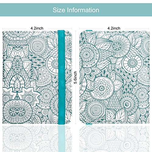 Image of WALNEW Passport Holder for Travel, RFID Passport Cover Wallet for Women Men, PU Leather Passport Book Card Holder Case with Pen (Elastic Band Closure, D-Green Petals)