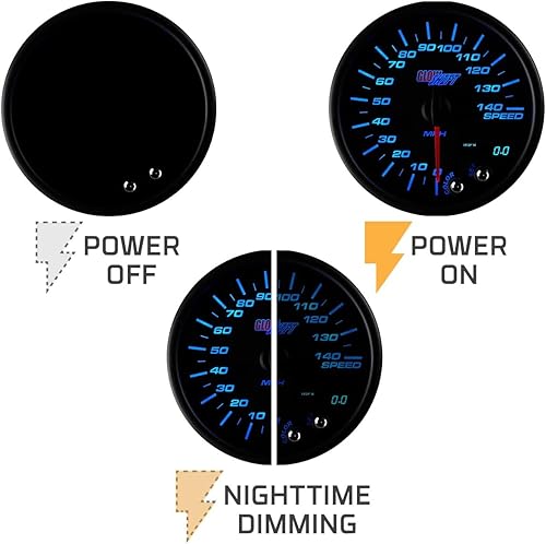 Miniatura 4 de Glowshift Tinted 7 Color 3 3/4 en Dash Velocímetro Gauge