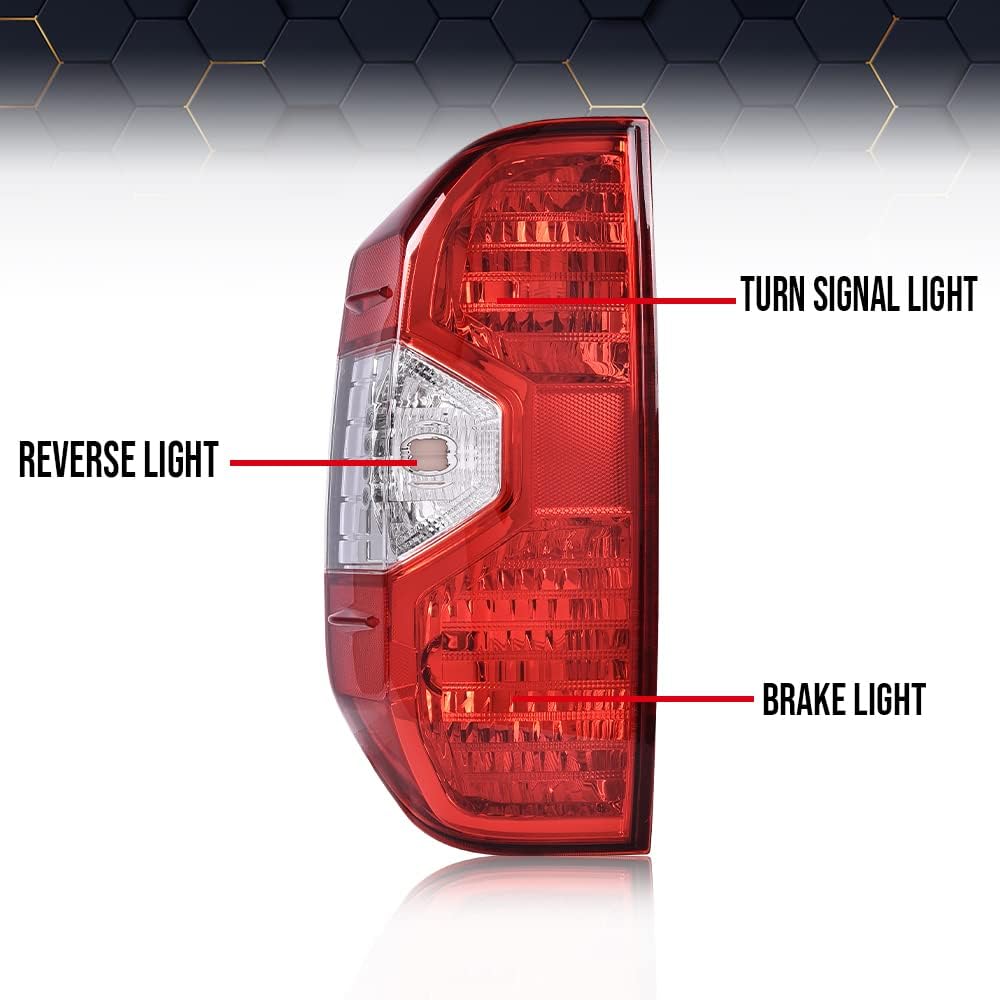 PIT66 Tail Lights Compatible with Toyota Tundra Pickup 2014-2021 Drive & Passenger Side【Red Lens】 Rear Light Lamp Assembly