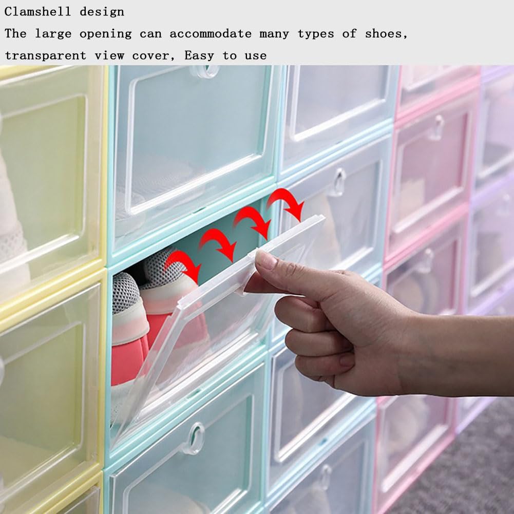Juego de 30 cajas de zapatos apilables transparentes con tapa, recipientes de plástico para almacenamiento de zapatos para entrada, exhibición, solución de ahorro de espacio, gran zapatero