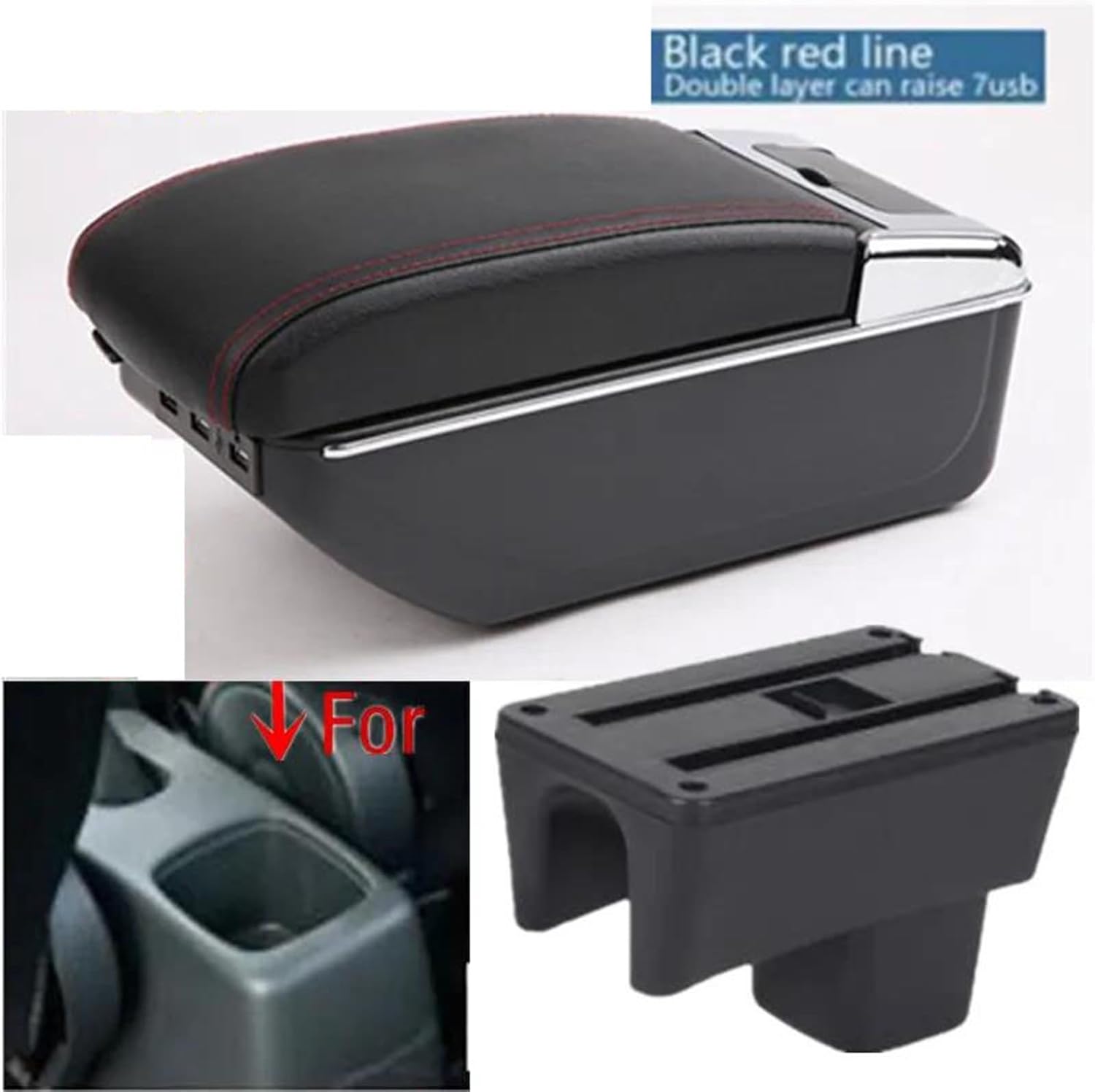 Car Accessories Double Layer Storage Armrest Box With 7 USB Ports Car Armrest Box For Suzuki For Swift 2005-2023