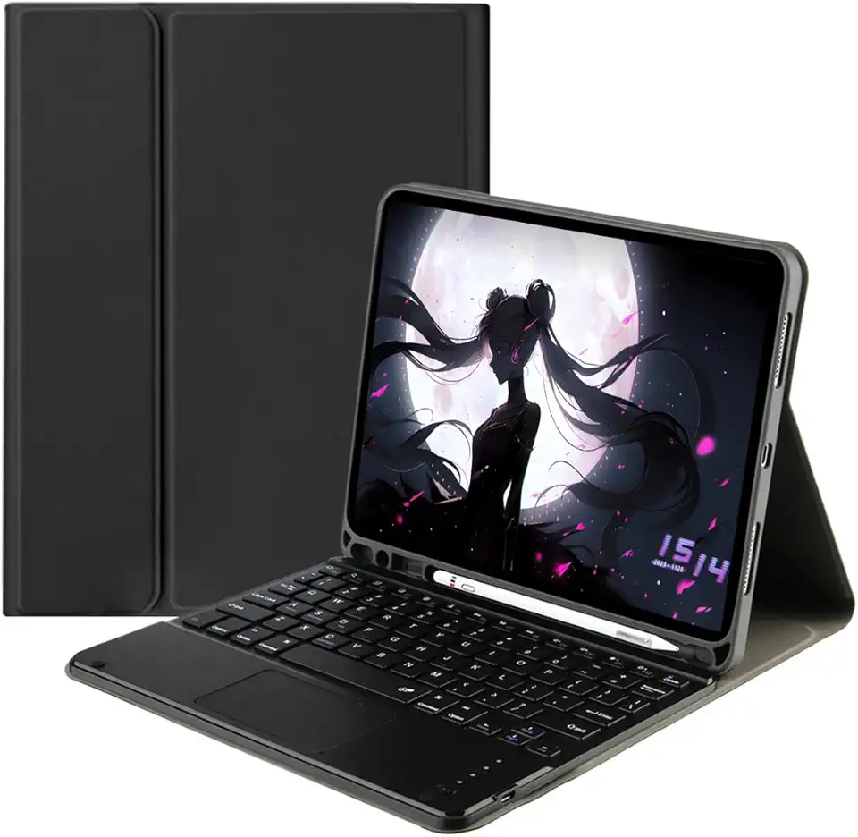 Capa Para Tablet Com Teclado Bluetooth Para Samsung Tab S6 Lite 10.4 Polegadas (Preto, Teclado de toque)