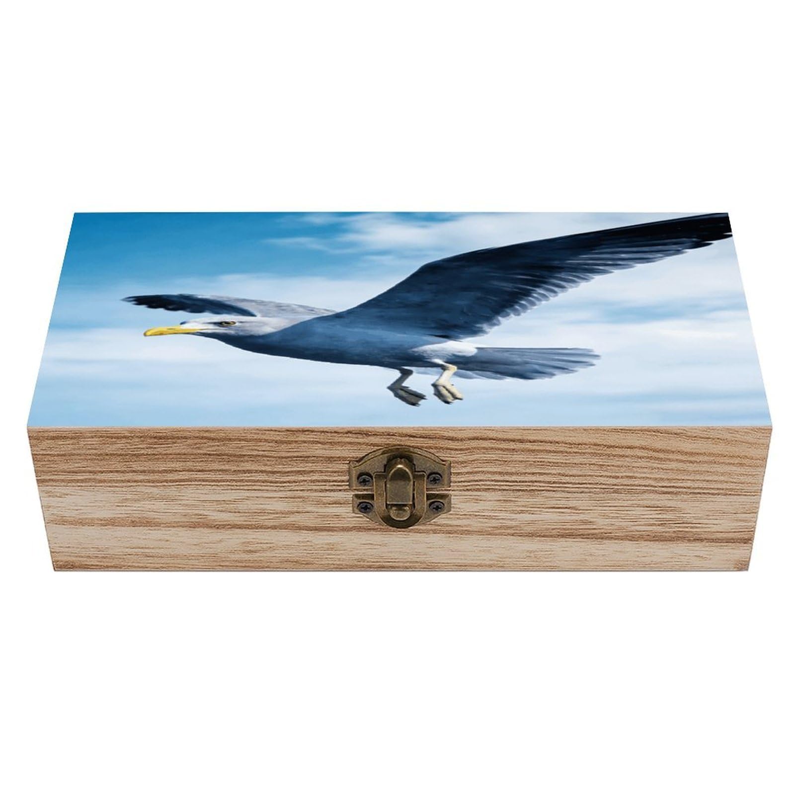 LZQPOEAS Seagull Wooden Keepsake Box Wooden Storage Box Container with Hinged Lid Beautiful Wood Memory Box Decorative Jewelry Case for Crafts Art Hobbies & Trinket Storage
