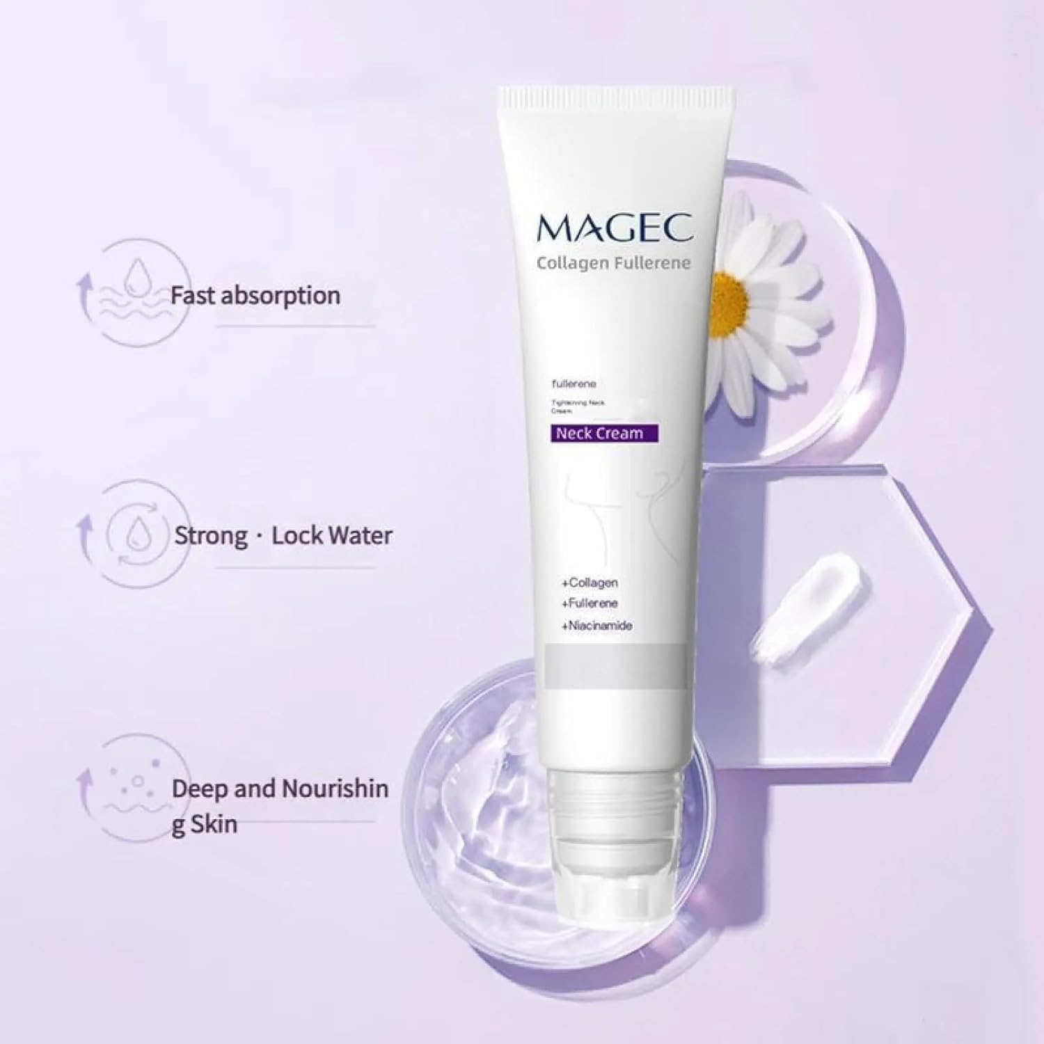 Crema De Cuello De Fullereno De Colágeno Magec,Nueva Crema De Cuello De Tensión 2026, Adecuada Para Piel Relajada, Arrugada Y Apretada (2PC)