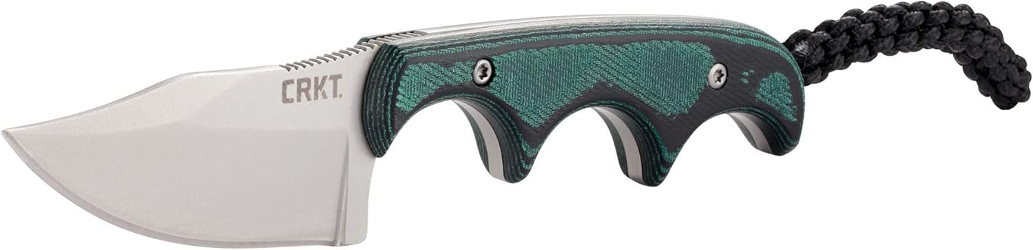 CRKT Minimalist Bowie Outdoor Survival Fixed Blade Knife with Sheath: Stainless Steel Plain Edge Blade, Micarta Handle, 2387
