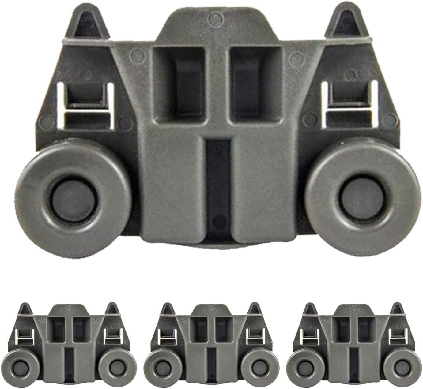 VIALU Dishwasher Lower Rack Roller And Clip (2-Pack) For Bosch - Replaces 165314