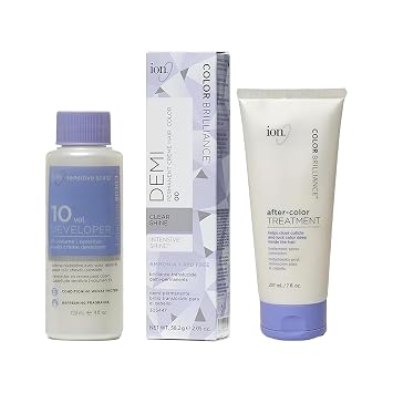 ion Intensive Shine Demi Permanent Hair Color Kit 00 Clear Demi Permanent Creme Hair Color 2.05 oz, Sensitive Scalp 10V Creme Developer 4 oz, After Color Treatment 7 fl oz