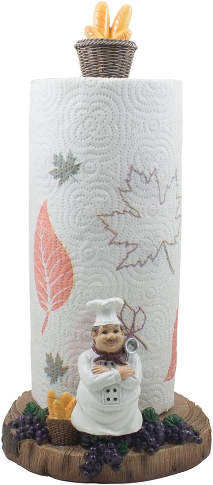 French Chef Pierre Paper Towel Holder for Cottage Kitchen Decor or Decorative Bar & Countertop Display Stand As Unique Wedding Gifts
