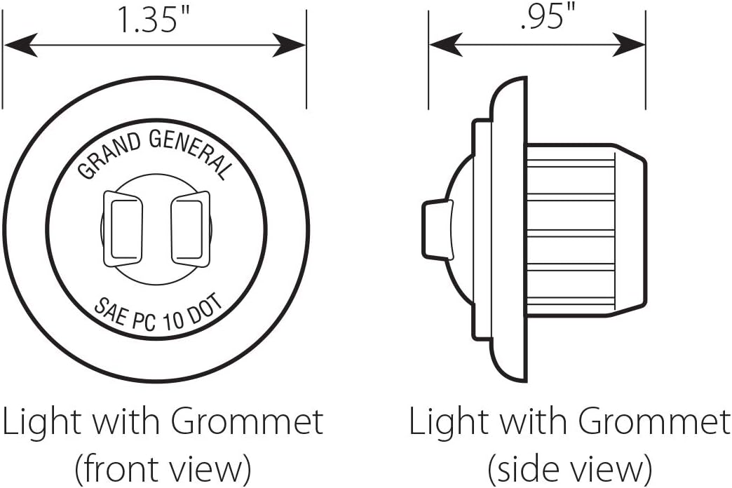 GG Grand General 75276 Green/Green Light (1" Mini 1 LED Dual Funct. with Clear Pl. Bezel)