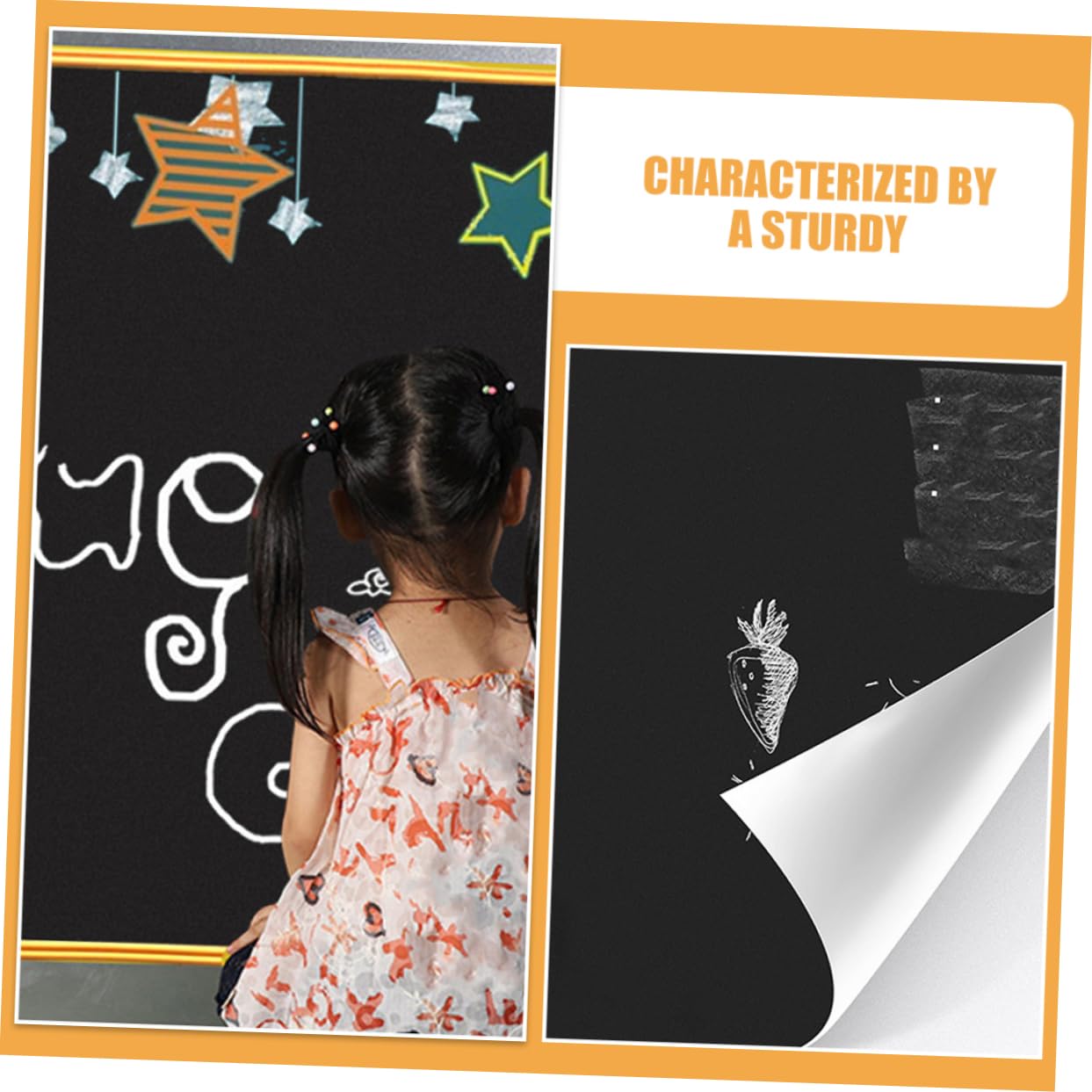 Lurrose 3 Stück Erasable Blackboard Sticker Set Selbstklebende Abwischbare Tafelfolie für Kreatives Zeichnen und Schreiben für Wände Schwarz