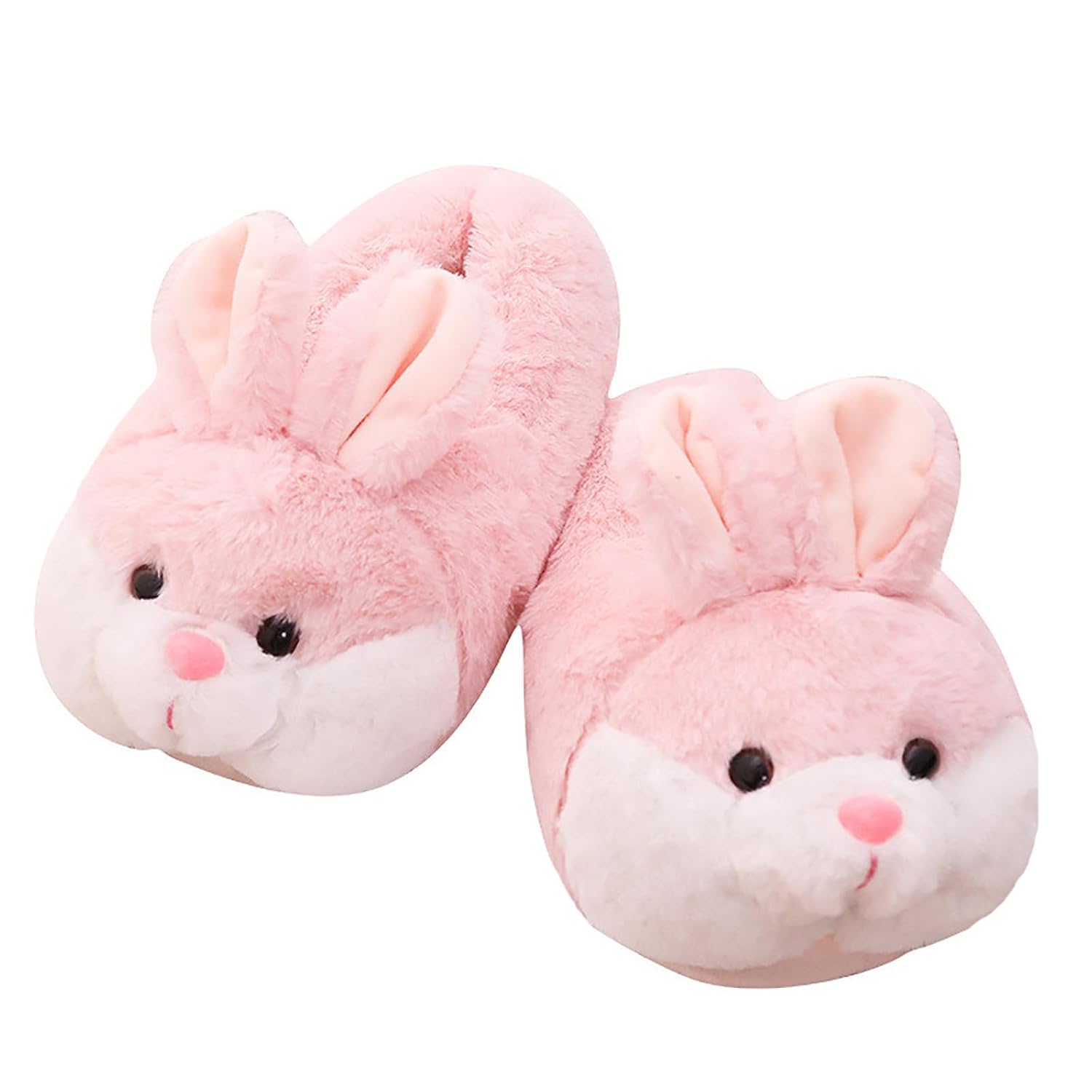 HANDKEI Cute Womens Bunny Slippers - Fuzzy House Animal Slippers Non-slip Warm Indoor Slippers - New Year Valentines