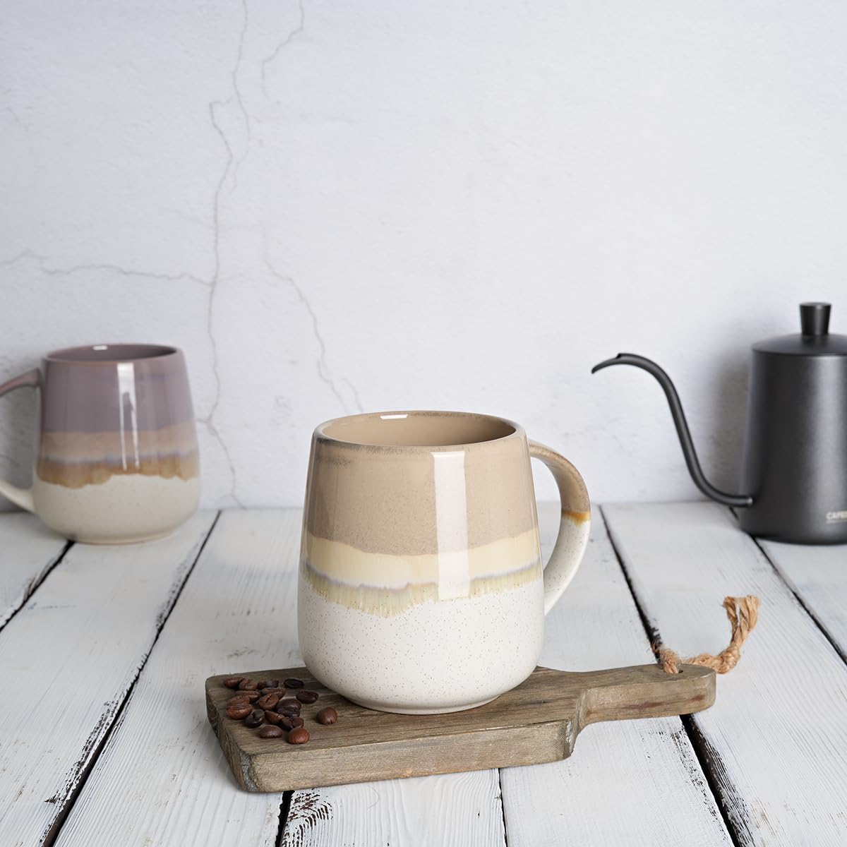 Bosmarlin Extra Large Ceramic Coffee Mug, 23 Oz, Dishwasher and Microwave Safe, Oversized Big Tea Cup for Office and Home (Brown Grey) - Image 4