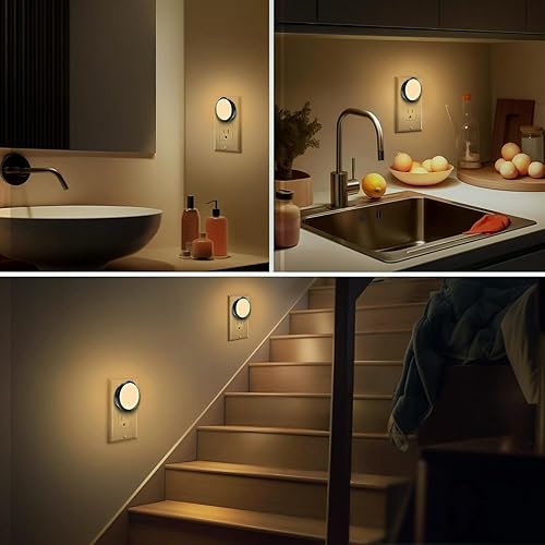 Miniatura 6 de Luz nocturna, luces nocturnas enchufables a la pared, paquete de 2, luz nocturna LED con sensor de atardecer a amanecer, blanco suave de 3000 K,
