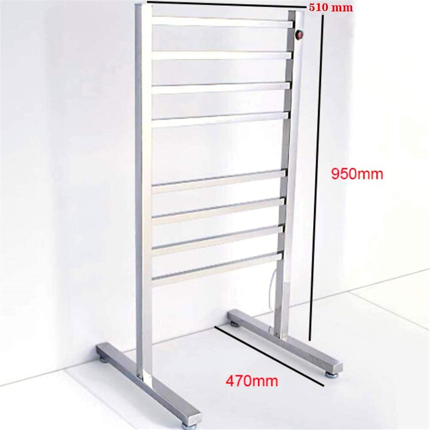 Bathroom Wall Heater FloorStandingTowel Warmer, Stainless Steel ElectricTowel Warmer, Luxury Plugin Heated Towel Rack with 8 Bars 37.4 × 20 × 18.5 inch(