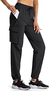 Women's Cargo Hiking Pants Lightweight Quick Dry Athletic Workout Water Resistant Cargo Pants with Zipper Pockets