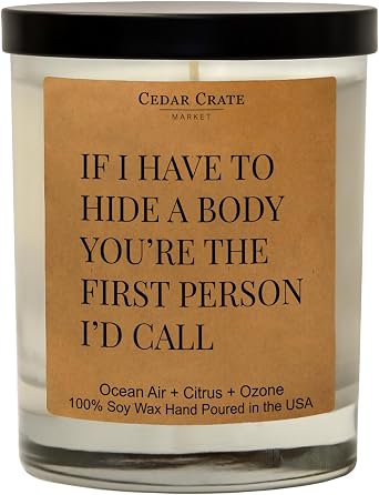 Best Friend Presents for Women Who Have Everything, Birthday Gifts for Women, Funny Scented Candle, Unique for Her, Sister, Co-Worker Friendship - Ocean Air, Citrus, Ozone, Soy Wax Handmade in the USA