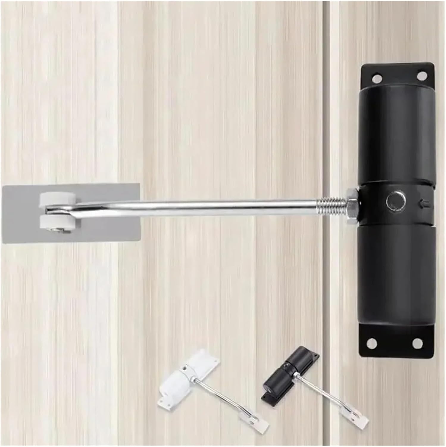 1 Piece Household Door Closer Aluminum Alloy Adjustable Wheel(Black)