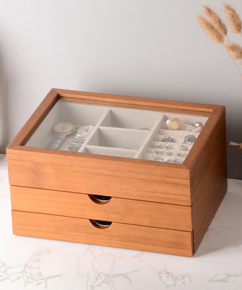 Amazon|Clasin Home ジュエリーボックス ガラス蓋付き 3層ジュエリー Amazon|Clasin Home ジュエリーボックス ガラス蓋付き 3層ジュエリー