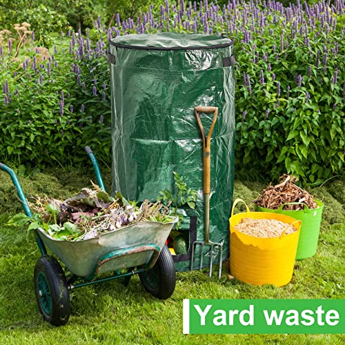 4 Pieces Compost Bin Bags Large 34 Gallon Reusable Yard Waste Bags Lawn Bags Heavy Duty Garden Bag Composting Bags Garbage Can Outdoor Container With Zipper Lid And Handles For Loading Leaf Trash #TOP3