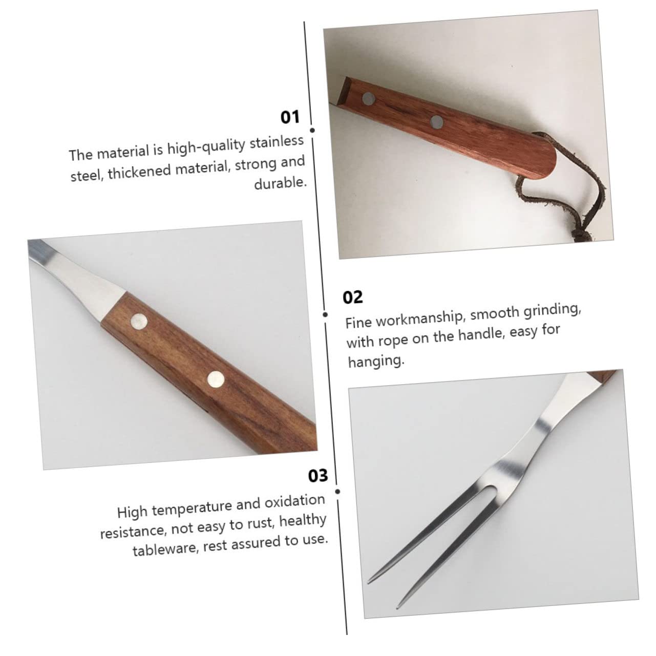 TOPBATHY 3 Pz forchetta da barbecue in acciaio inossidabile forchette da falò strumenti domestici arrosticini spiedini forchetta per barbecue in acciaio inossidabile spiedino di bistecca