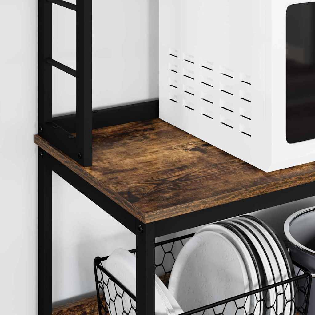 Industrielles Küchenregal 100x40x168 cm aus Holzwerkstoff mit Stahlrahmen, freistehendes Standregal für Küche und Essbereich, vielseitige Aufbewahrung für Kochutensilien