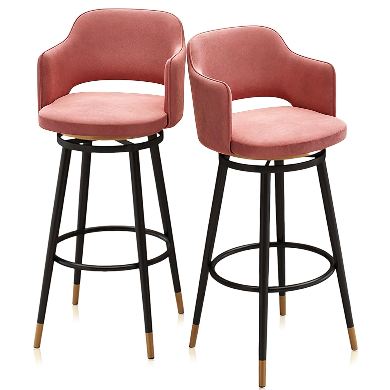 Chaises contemporaines roses de bar lot de 3 tabourets pivotants avec dossier design métal