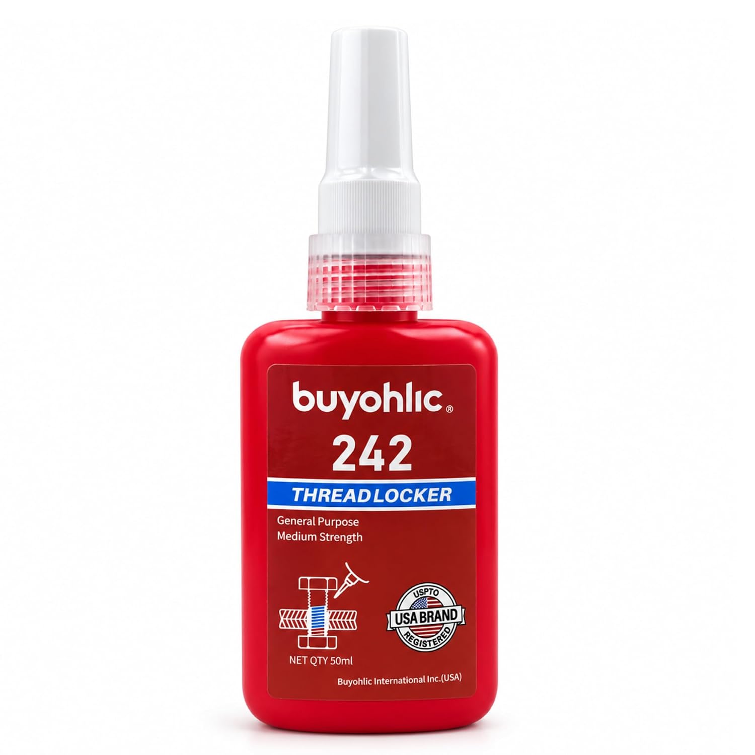 Buyohlic Thread Locker Adhesive for Nuts Bolts 50ml (243 – Medium Strength)