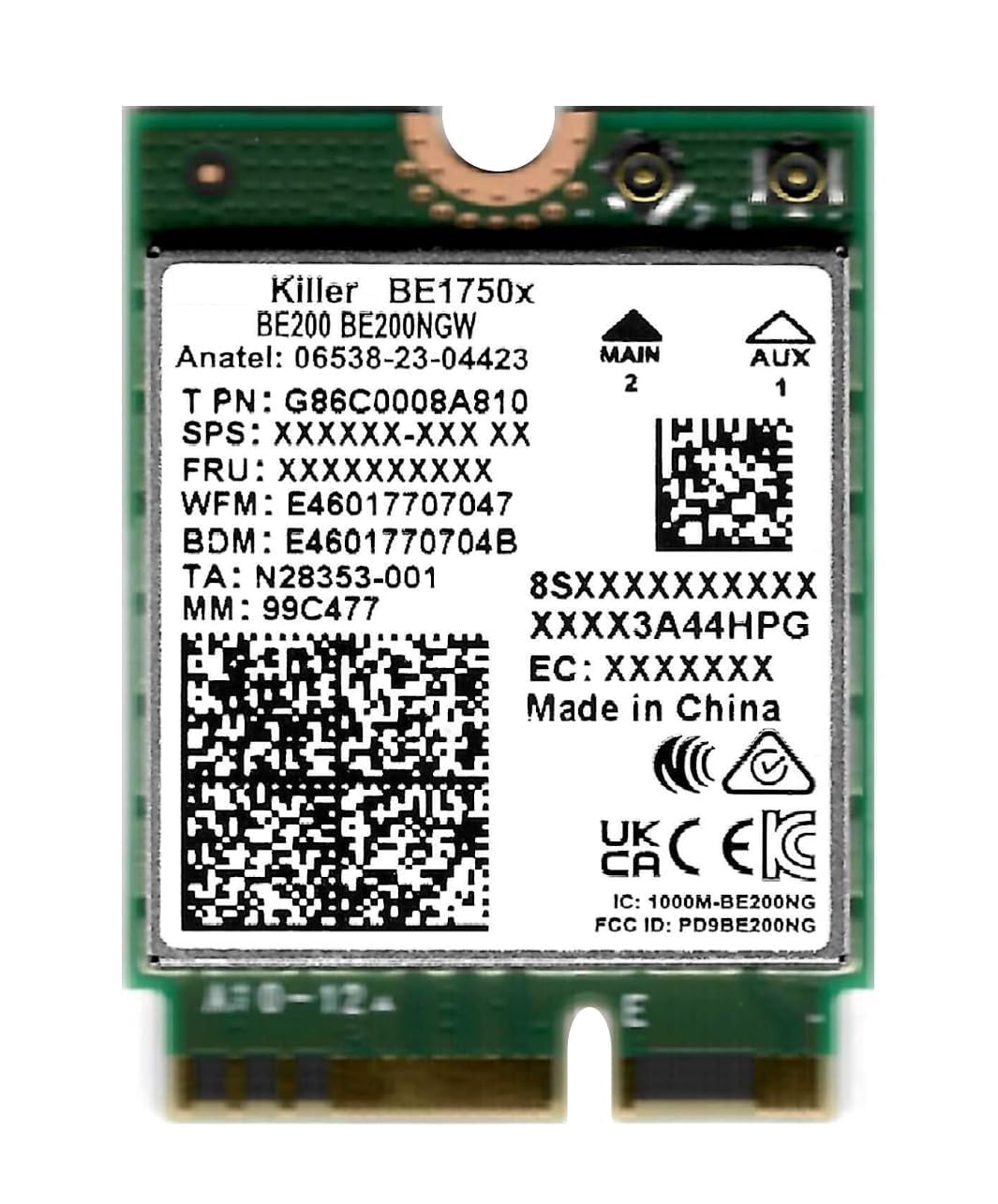BE1750x Killer Series Upgraded BE200 WiFi 7 Card | Gaming WiFi Adapter | M.2 PCIe WiFi Card 5.8 Gbps 320MHz 4K QAM | Supports Bluetooth 5.4 & Intel PC with Windows 10/11
