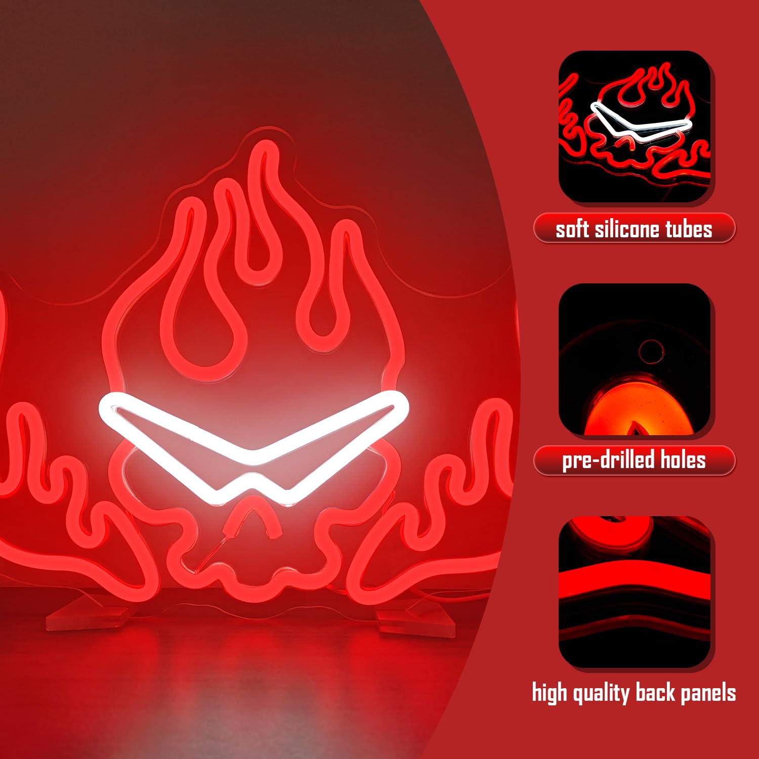 Gurren Lagann Flaming Skull Neon Sign Led Dimmable Anime Kamina