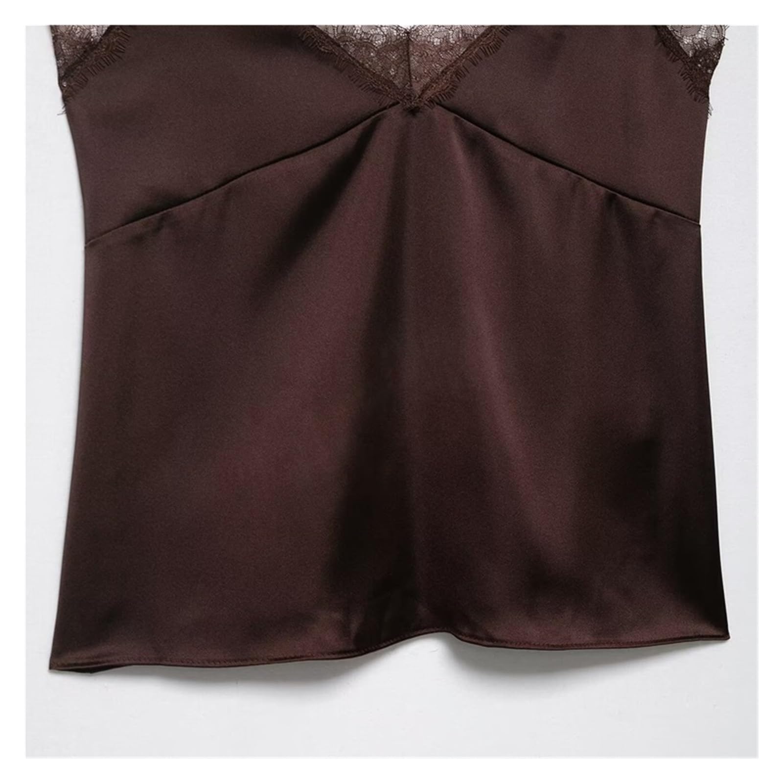 Top da Donna in Raso e Pizzo Top in Raso di Pizzo da Donna | Canotta con scollo a V, spalline sottili regolabili, top femminile