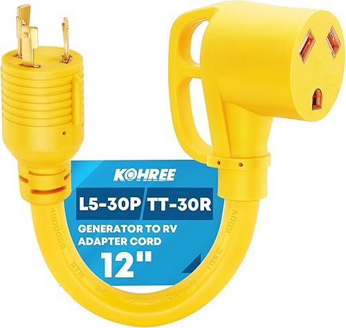 Vista 14 de Kohree NEMA L5-30P a 14-50R Cable adaptador de generador, 3 clavijas de 30 amperios con bloqueo giratorio a receptáculo de 50 amperios, STW 10 AWG