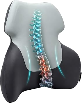 Long Back Lumbar Support Pillow - Fully Entire Back Support - Back Pain Relief and Posture Improved - Memory Foam Back Pillow Cushion for Office Chair, Gaming Chair, Recliner, Car Driving, Grey