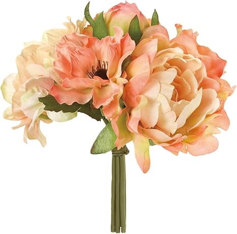 Amazon 東京堂 造花 ピーチ アネモネ径 約10 ブーケの全長 約 幅 約18cm Magiqブランド フリルアネモネブーケ Fm0030 006 造花 オンライン通販
